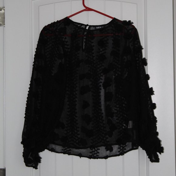 SHEIN Tops - Shein Black See Through, long sleeve Blouse.
